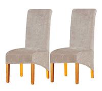 LANSHENG Fodere per sedie XL in velluto elastico per grandi sedie da pranzo (Cammello,2 Pezzi(XL))