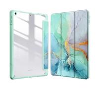 Lanshui Accessori per tablet, Painted Protective Cover with Pen Slot, Acrylic Marble Texture Shell Suitable for iPad Air 13 inch 2024(Green marble)