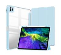 Lanshui Accessori per tablet, Painted Protective Cover with Pen Slot, Acrylic Marble Texture Shell Suitable for iPad Air 13 inch 2024(Light blue)