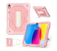 Lanshui Accessori per tablet, Shoulder Strap Protective Case, Horizontal and Vertical Bracket Silicone Cover Suitable for Samsung Galaxy Tab A9-8.7 inch(Rose Gold)