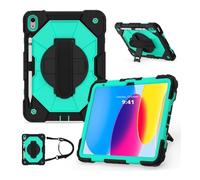 Lanshui Accessori per tablet, Shoulder Strap Protective Case, Horizontal and Vertical Bracket Silicone Cover Suitable for iPad 11 Generation 2025(Black Mint Green)