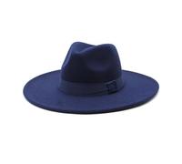 Lanshui Accessories, cappello a cilindro in lana a tesa larga 9 cm, cappello a cilindro in tessuto color pesca a tesa larga jazz cappello a cilindro 28 colori opzionali, blu navy, 6 7/8 / 7 1/8