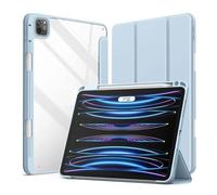 Lanshui, custodia protettiva per tablet, custodia protettiva con portapenne, cover posteriore in pelle TPU trasparente compatibile con iPad A16 11th 11 (grigio blu)