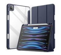 Lanshui, custodia protettiva per tablet, custodia protettiva con portapenne, cover posteriore in pelle TPU trasparente compatibile con iPad A16 11th 11" (blu scuro)