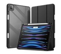 Lanshui, custodia protettiva per tablet, custodia protettiva con portapenne, cover posteriore in pelle TPU trasparente compatibile con iPad A16 11th 11" (nera)