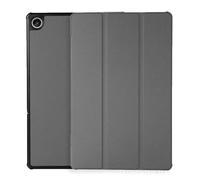 Lanshui - Custodia rigida portatile in pelle PU con supporto pieghevole in tre parti, compatibile con Lenovo Tab M10 Plus di terza generazione 10,6" TB-125F/128F, colore: Grigio