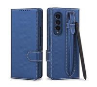 Lanshui Custodie, 2-in-1 Detachable Leather Phone Case with Pen Slot, Twill Split Card Wallet Cover compatible with Samsung Galaxy Z FOLD 5(Twill Royal blue)