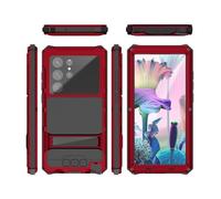 Lanshui Custodie, Bumper Shockproof Cover with Screen Lens Protector, Heavy Duty Hard Armor Metal Case Compatible with iPhone 16 PRO Max 6.9 inch(Rosso)