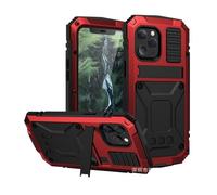 Lanshui Custodie, Full-Body Rugged Armor Shockproof Protective Case, Kickstand Aluminum Metal Glass Cover Compatible with iPhone 16 PRO Max(Rosso)