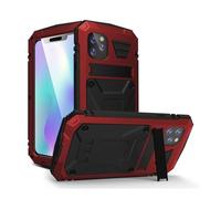 Lanshui Custodie, Full-Body Rugged Armor Shockproof Protective Case, Kickstand Aluminum Metal Glass Cover Compatible with iPhone 15 PRO Max 6.9 inch(Rosso)