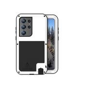 Lanshui Custodie, Heavy Duty Metal Silicone Case Full Body Sturdy Defender Cover compatible with Samsung Galaxy S25 Ultra 6.9 inch(Blanc)