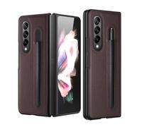 Lanshui Custodie, Litchi Leather Case with Pencil Bag, Business Foldable Flip Shockproof Protective Cover suitable for Samsung Galaxy Z Fold 6/5(Marrone,Z Fold6)