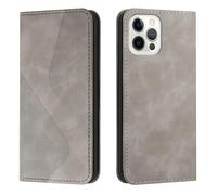 Lanshui Custodie, Magnetic Wallet Case with Card Slots, Shockproof Flip Leather Texture Cover Compatible with iPhone 16 E 6.1 inch(Gris)