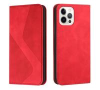 Lanshui Custodie, Magnetic Wallet Case with Card Slots, Shockproof Flip Leather Texture Cover Compatible with iPhone 16 E 6.1 inch(Rosso)