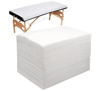 LANSHUO 100 lenzuola usa e getta, impermeabili per lettino da massaggio termale e tatuaggio, tessuto non tessuto traspirante, 78,7 x 177,8 cm, bianco