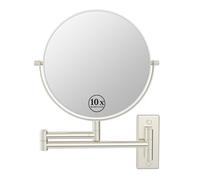 LANSI Specchio da trucco da parete, specchio ingranditore a doppio lato 1x/10x, specchio da trucco da 20 cm, specchio da parete estensibile a 360°, specchio da bagno per trucco o rasatura, nichel