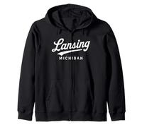 Lansing Michigan 517 Ingham County Okemos Lakes Capitale Felpa con Cappuccio