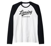 Lansing Michigan 517 Ingham County Okemos Lakes Capitale Maglia con Maniche Raglan