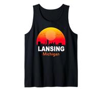 Lansing Michigan Vintage Sunset Retro City State USA Canotta