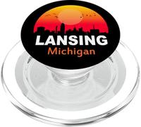 Lansing Michigan Vintage Sunset Retro City State USA PopSockets PopGrip per MagSafe
