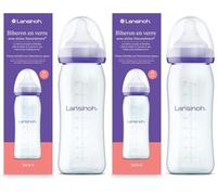 Lansinoh mOmma 77150 Biberon in Vetro con Tettarella, 240 ml (Confezione da 2)