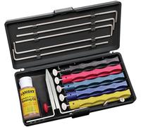 Lansky - Set affilacoltelli Deluxe con 5 coti, morsetto, guide, olio per affilatura e scatola