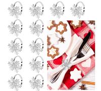 LANSKYLAN 12 Pezzi Portatovaglioli di Natale Argento Fibbia per Tovaglioli di Natale Fiocco di Neve Portatovaglioli con Strass Anelli per Tovaglioli da Tavola per la Decorazione della Tavola di Natale