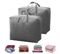LANSKYLAN 2 Pezzi Borsa Portaoggetti Grande 60*50*28cm Borsa di Immagazzinaggio con Maniglie Borsa di Stoccaggio Traslochi Sacca Organizer Pieghevole per Biancheria da Letto Piumini Cuscino e Vestiti