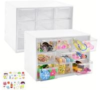 LANSKYLAN 2 Pezzi Mini Organizzatore Cassetti Plastica Scatola Portaoggetti con 9 Scomparti Piccoli Cassetti Portaoggetti 18*12*10cm Mini Scatola Portaoggetti per Strumenti Fai da Te e Piccoli Oggetti