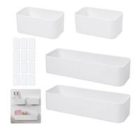 LANSKYLAN 4 Pezzi Cesto Portaoggetti in Plastica Scatola Contenitore Plastica Cestini Portaoggetti Bagno Scatole Portaoggetti Rettangolari per Riporre Telecomando Shampoo Bagnoschiuma Detergente Viso