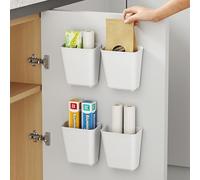 LANSKYLAN 4 Pezzi Scatola per Organizzatore a Parete Scatola Portaoggetti Scatola di Archiviazione Porta Cucina Scatola di Stoccaggio Adesiva a Parete per Porta dell'Armadio Cucina Bagno e Cassetti