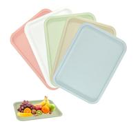 LANSKYLAN 5 Pz Vassoi Servizio Rettangolari Plastica Vassoi Fast Food Vassoio da Portata in Plastica Vassoio di Trasporto in Plastica 30,5*23cm per Cucina Scuola Sala da Pranzo Caffetteria, 5 Colori