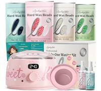 LANSLEYWAX Kit per ceretta digitale per donne e uomini, macchina per ceretta Sweet Kiss con 39 accessori, kit di cera dura per braccia, gambe, bikini brasiliano, pelle sensibile, scalda la cera per