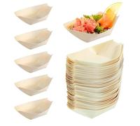 Lansls 100 Pezzi Barchette Finger Food, Finger Food Monouso, Finger Food, Barchette Finger Food Monouso in Legno, Ciotole usa e Getta per Feste, Barchette Finger Food Barche, per Matrimoni, Picnic