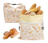 Lansls 2 sacchetti per pane in cera d'api, riutilizzabili, in cotone e lino, fodera in cera d'api naturale, per pane fatto in casa, prodotti da forno, frutta e verdura, 43 x 33 cm (A)
