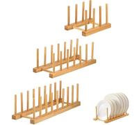 Lansls 3pcs Supporto In Bambù, Scolapiatti Per Piatti Organizzare e Asciugare Tazze, Piatti, Coperchi Holder Diy Decorazione Dell'Armadio Da Cucina