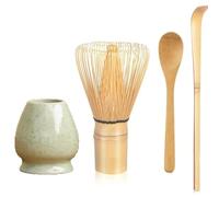 Lansls 4 Pezzi Frusta al Matcha,Matcha Kit Frustino,the Matcha Frusta di Bambù per la Preparazione Tradizionale del tè Matcha, Utensili da tè Ideali (Set Matcha)