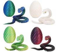 Lansls 4 Pezzi Serpente Stampato 3D,Misterioso Giocattolo Forma Di Uovo Di Drago,Figure Di Serpente Mobili Realistiche Per La Sorpresa Di Pasqua,Decorazione Da Scrivania e Arredamento Per La Casa (E)
