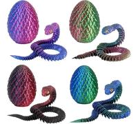 Lansls 4 Pezzi Serpente Stampato 3D,Misterioso Giocattolo Forma Di Uovo Di Drago,Figure Di Serpente Mobili Realistiche Per La Sorpresa Di Pasqua,Decorazione Da Scrivania e Arredamento Per La Casa (A)