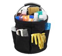 Lansls Cestino Porta Attrezzi Per Prodotti Per La Pulizia Borsa Organizer Pieghevole Con Maniglia e 6 Tasche Borsa Per Attrezzi Da Giardino Cestino Pieghevole Per Giardino Bagno Spiaggia (Nero)