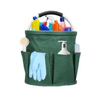 Lansls Cestino Porta Attrezzi Per Prodotti Per La Pulizia Borsa Organizer Pieghevole Con Maniglia e 6 Tasche Borsa Per Attrezzi Da Giardino Cestino Pieghevole Per Giardino Bagno Spiaggia (Verde)