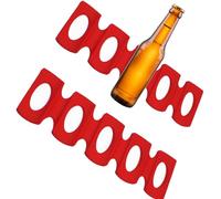 Lansls Set Di 2 Portabottiglie Per Frigorifero, In Silicone, Antiscivolo, Portabottiglie Pieghevole, Può Contenere 15 Bottiglie, Per Cucina Pantry Cabinet Porta Birra (Rosso)
