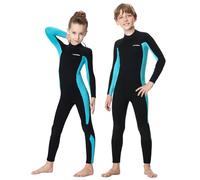 Lansru Costume intero in neoprene da 3 mm per bambini, per ragazzi e ragazze di 6-15 anni, in neoprene CR, protezione UV, chiusura con cerniera sul retro per lezioni di nuoto, ideale come costume da