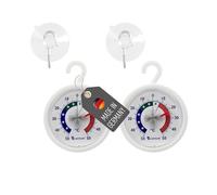 Lantelme 2 termometri per frigorifero, temperatura da -50 °C a 50 °C, con ventosa e cuscinetto adesivo, set di termometri analogici, bimetallici, rotondi, Ø 5,2 cm, per congelatore e frigorifero, per