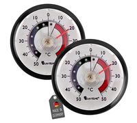Lantelme Set di 2 termometri per frigorifero, autoadesivi per congelatore, 5,2 cm, rotondi, analogici, bimetallici, frigorifero, frigorifero, freezer, scaffalatura, termometro, nero 8059