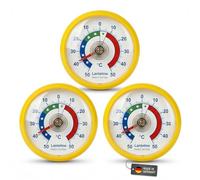 Lantelme Set di 3 termometri autoadesivi per frigorifero, temperatura + - 50 °C, termometro giallo anche per congelatore, congelatore, frigorifero, analogico, bimetallico (giallo)