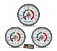 Lantelme Set di 3 termometri autoadesivi per frigorifero, temperatura + - 50 °C, termometro grigio anche per congelatore, congelatore, frigorifero, analogico, bimetallico (grigio)