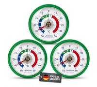 Lantelme Set di 3 termometri da frigorifero, bimetallici e analogici, autoadesivi, per frigorifero, congelatore, scomparto del ghiaccio, bancone, cella refrigerante (verde)
