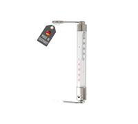 Lantelme Termometro da finestra Wiener, orientabile, temperatura + - 50°C, 17,5 cm di lunghezza | Termometro analogico, materiale vetro e metallo cromato, da applicare all'esterno sul telaio della