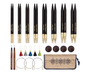 Lantern Moon Aghi intercambiabili - 8 coppie di punte da 13 cm - 3 cordoncini girevoli da 60, 80, 100 cm - Cappucci, indicatori di punto - Misure 3,3,5,4,4,5,5,5,6,8mm